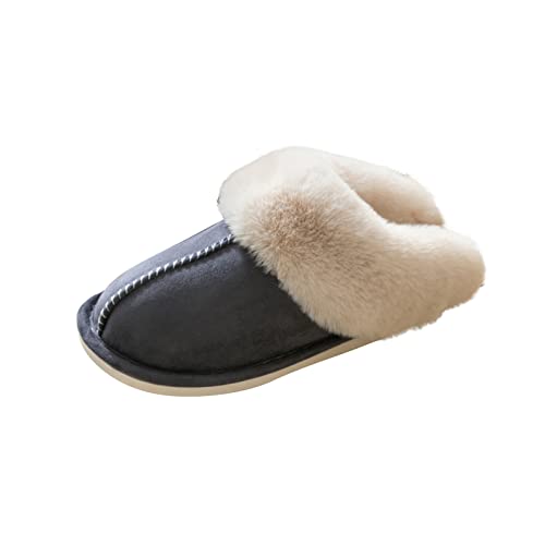 LLDG Damen und Herren Hausschuhe Winter Plüsch Warme Pantoffeln rutschfeste Faux Pelz Slipper Weiche Flache Latschen Lammfell Flauschige Gefüttert Schlappen Outdoor/Indoor Hüttenschuhe Weiche Slides von LLDG