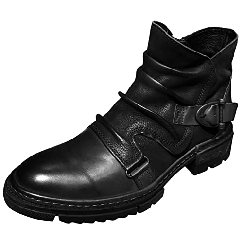 LLDG Herren Chelsea Boots PU Leder Stiefeletten Steampunk-Retro Kurzschaft Boots Outdoor rutschfest Knöchel Stiefel Modische Winterstiefel Hochwertige Herrenstiefel Freizeit Western Stiefeletten von LLDG