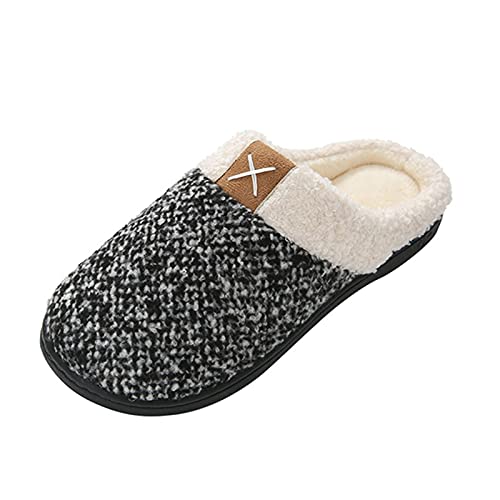 LLDG Herren Hausschuhe Winter rutschfest Pantoffeln Slip-On Plüsch Latschen Memory Foam Plüsch Wärme Schlappen mit Flauschige Plüsch Gefüttert Weite Leicht Latschen Freizeit Mode Hüttenschuhe von LLDG