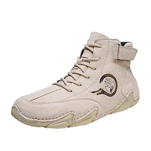 LLDG Herren Wanderschuhe High-Top Winterschuhe mit Mit Klettverschluss Schnürhalbschuhe mode Freizeitschuhe rutschfest Stiefeletten Warme und Kaschmir Kurzschaft Boots Retro Winterstiefel von LLDG