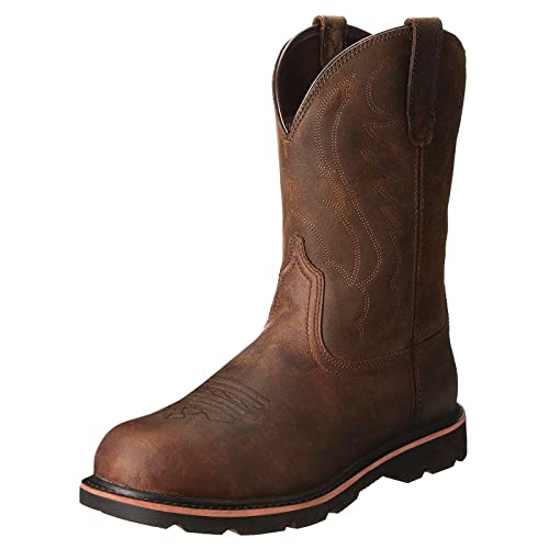 LLDG Herren stiefel Stickerei Cowboy Lässige Western Stiefeletten Hohe Halbhohe Gestickte Westernstiefel Reiterstiefel Vintage Langschaft Schlupfstiefel mit Absatz, Braun, 45 EU von LLDG