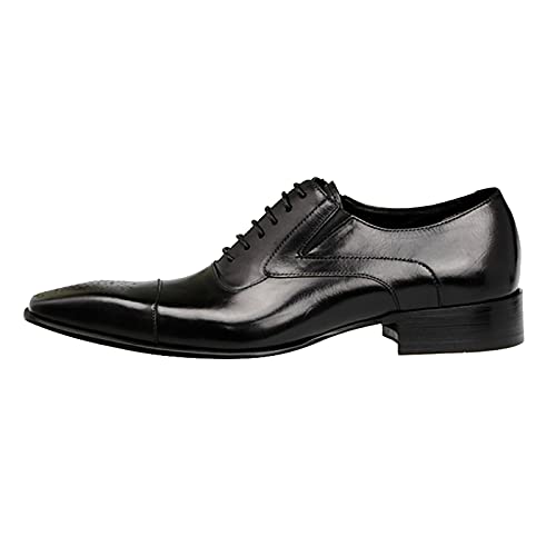 LLDG Lederschuhe für Herren Business Anzugschuhe Vintage Freizeit Schnürschuhe Derby Leder Oxford Brogue Schuhe klassischer Hochzeit Herrenschuhe rutschfest Business Halbschuhe, Schwarz, 43 EU von LLDG