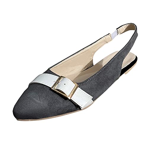 LLDG Slingback Pumps Damen Halbschuhe Pointed Toe Slippers mit Gürtelschnalle modische flache Schuhe klassisch, elegant Flacher Mund Bootsschuhe Freizeitschuhe mit niedrigem Absatz Segelschuhe von LLDG