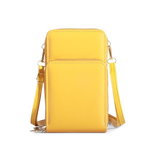 LLDYAN Cherishion Leather Small Crossbody Bag, Multiple Pockets with Adjustable Shoulder Straps (Yellow,One Size) von LLDYAN