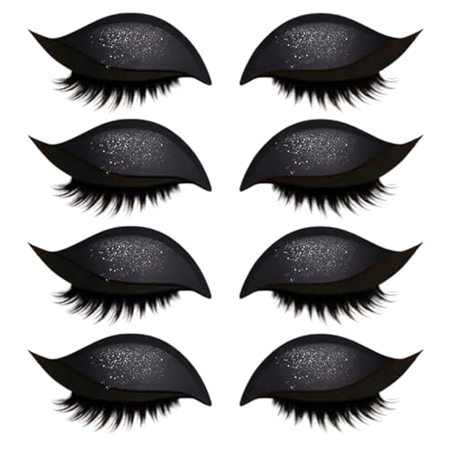 Lazy Eye Shadow Eyelash Patch, 4/8pairs Eyeshadow Lash Sticker, Eyeshadow Eyelashes Makeup Stickers, 2-in-1 Reusable Eyeshadow & Eyelash Makeup Stickers, Not Easy to Fall Off, Can Be Cut (Black) von LLDYAN
