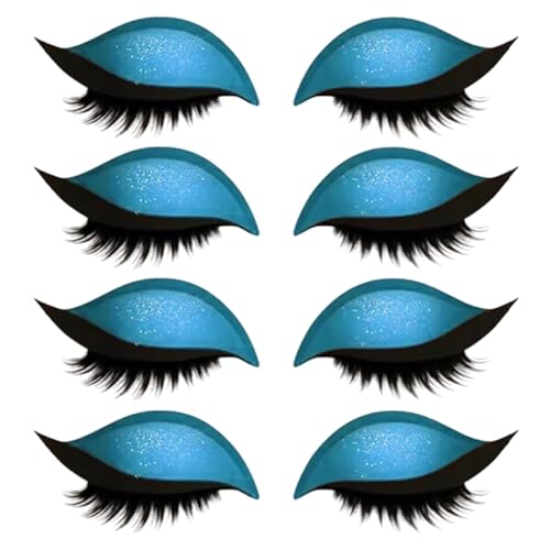Lazy Eye Shadow Eyelash Patch, 4/8pairs Eyeshadow Lash Sticker, Eyeshadow Eyelashes Makeup Stickers, 2-in-1 Reusable Eyeshadow & Eyelash Makeup Stickers, Not Easy to Fall Off, Can Be Cut (Blue) von LLDYAN