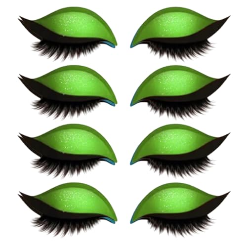 Lazy Eye Shadow Eyelash Patch, 4/8pairs Eyeshadow Lash Sticker, Eyeshadow Eyelashes Makeup Stickers, 2-in-1 Reusable Eyeshadow & Eyelash Makeup Stickers, Not Easy to Fall Off, Can Be Cut (Green) von LLDYAN