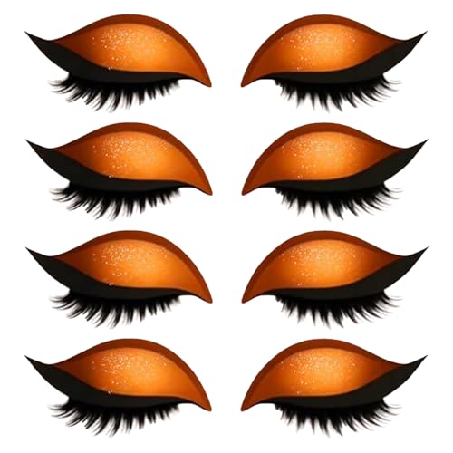 Lazy Eye Shadow Eyelash Patch, 4/8pairs Eyeshadow Lash Sticker, Eyeshadow Eyelashes Makeup Stickers, 2-in-1 Reusable Eyeshadow & Eyelash Makeup Stickers, Not Easy to Fall Off, Can Be Cut (Orange) von LLDYAN