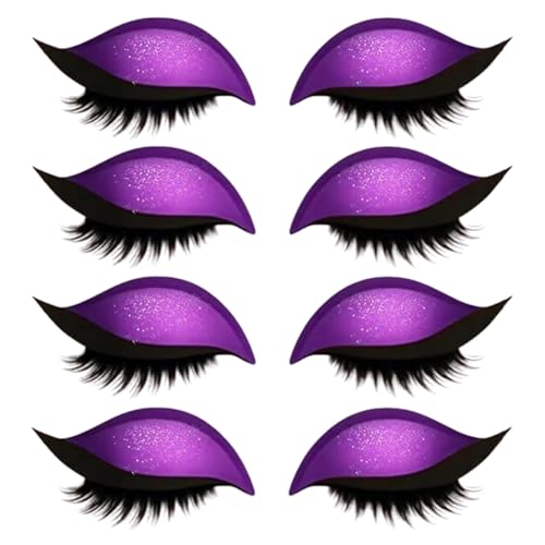 Lazy Eye Shadow Eyelash Patch, 4/8pairs Eyeshadow Lash Sticker, Eyeshadow Eyelashes Makeup Stickers, 2-in-1 Reusable Eyeshadow & Eyelash Makeup Stickers, Not Easy to Fall Off, Can Be Cut (Purple) von LLDYAN