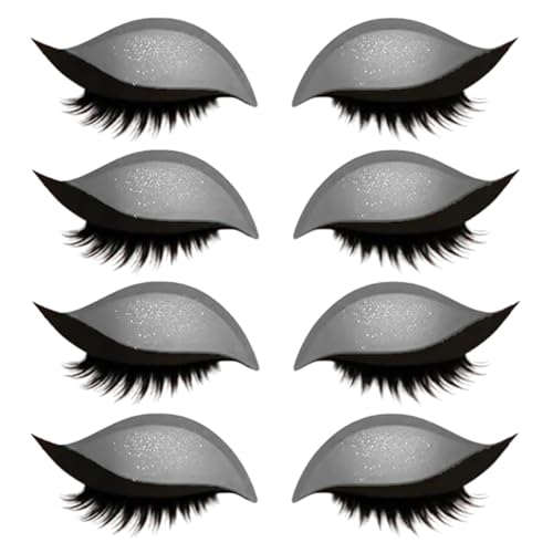 Lazy Eye Shadow Eyelash Patch, 4/8pairs Eyeshadow Lash Sticker, Eyeshadow Eyelashes Makeup Stickers, 2-in-1 Reusable Eyeshadow & Eyelash Makeup Stickers, Not Easy to Fall Off, Can Be Cut (Silver) von LLDYAN