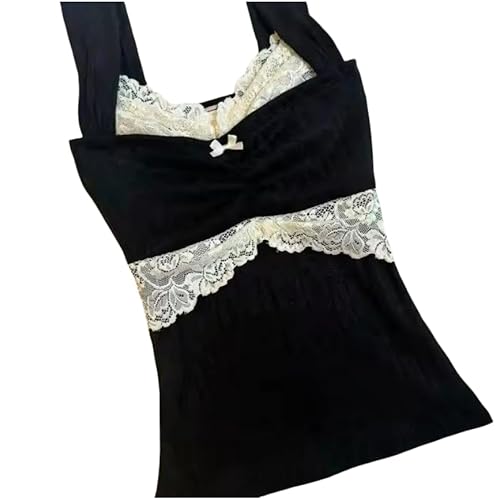 LLECDASEUI Y2k Cheetah Tops Emo Coquette Cropped Top Grunge 2000s Leopard Print Spaghetti Strap Tops (Schwarz,M) von LLECDASEUI