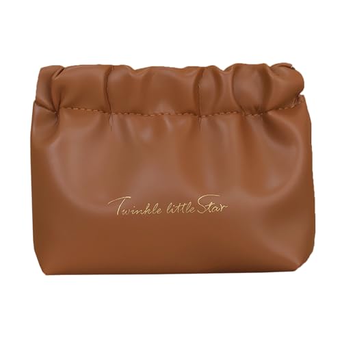 2024 New Eretinputc Makeup Bag Lijiali, Premium Makeup Bag, PU Leather Travel Makeup Bag, Large Capacity Multi Compartment Toiletry Cosmetic Bag for Women and Girls Gifts (S-Brown) von LLELEMAMO