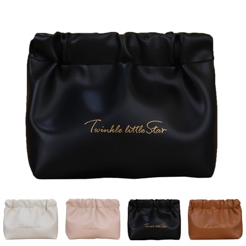 Eretinputc Makeup Bag, 2024 New Premium Makeup Bag, Large Capacity Multi Compartment Travel Makeup Bag, PU Leather Toiletry Cosmetic Bag for Women and Girls Gifts (S-Black) von LLELEMAMO