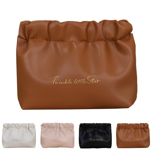 Eretinputc Makeup Bag, 2024 New Premium Makeup Bag, Large Capacity Multi Compartment Travel Makeup Bag, PU Leather Toiletry Cosmetic Bag for Women and Girls Gifts (S-Brown) von LLELEMAMO