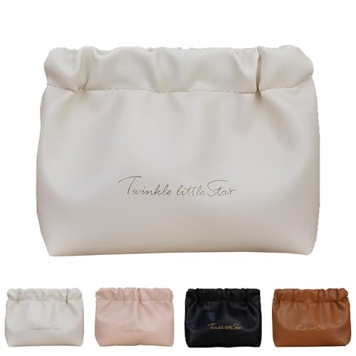 Eretinputc Makeup Bag, 2024 New Premium Makeup Bag, Large Capacity Multi Compartment Travel Makeup Bag, PU Leather Toiletry Cosmetic Bag for Women and Girls Gifts (S-White) von LLELEMAMO