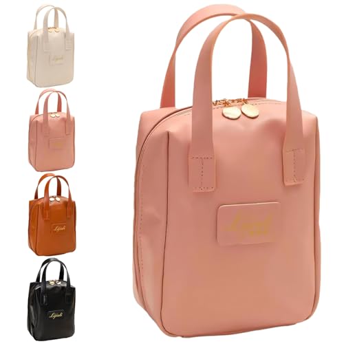 Eretinputc Makeup Bag Lijiali, 2024 New Premium Makeup Bag for Women and Girls, Large Capacity Travel Makeup Bag, PU Leather Toiletry Cosmetic Bag with Handle and Divider (Pink) von LLELEMAMO
