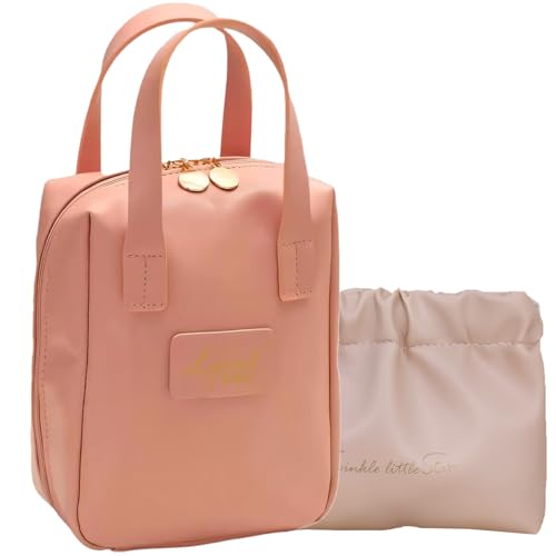Eretinputc Makeup Bag Lijiali, 2024 New Premium Makeup Bag for Women and Girls, Large Capacity Travel Makeup Bag, PU Leather Toiletry Cosmetic Bag with Handle and Divider (Pink Mix) von LLELEMAMO