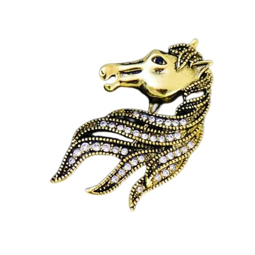 Detaillierte Metall-Brosche mit Pferde-Anhänger, raffinierte Retro-Charm-Anstecknadel für Blazer, Mäntel und tägliches Accessoire, Legierung, Statement-Brosche, Einheitsgröße, Wie beschrieben von LLHCF