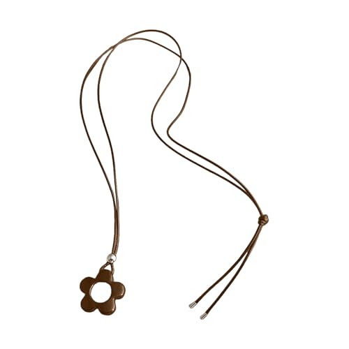 Elegante Halskette mit Blumen-Anhänger aus Kunstharz an stabiler Kordel, Schmuck-Accessoire für modische Damen und Damen von LLHCF