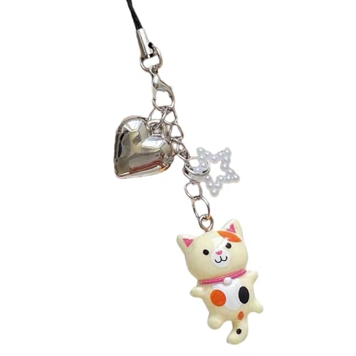 Fahshionable Handyband mit schönen Katzen, handgefertigt, eleganter Handy-Gurt und Schlüsselanhänger, tragbar, Geschenke für trendige Damen, robustes Harz-Schlüsselband von LLHCF