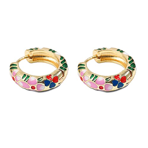 Huggie Creolen für Damen und Mädchen, mehrfarbige Blumen-Ohrringe, goldfarben, Zirkonia, Schmuck, Geschenke, runde Kreolen für Frauen Huggie Creolen für Damen und Mädchen, mehrfarbige Blumen-Ohrringe, goldfarben, Zirkonia, Schmuck, Geschenke, runde Kreolen für Frauen von LLHCF
