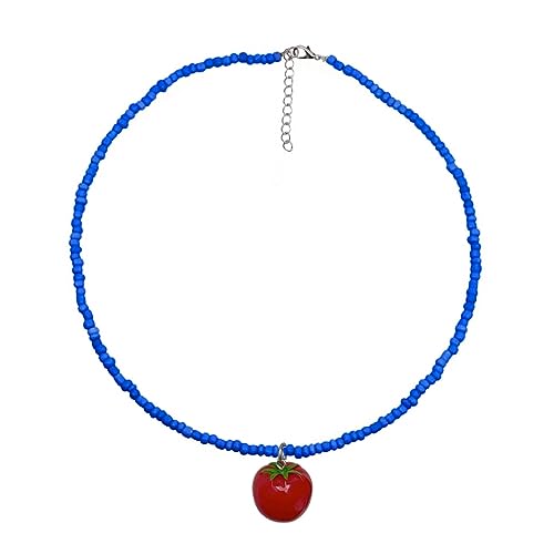 LLHCF Einzigartige Halskette mit Tomaten-Anhänger, auffälliger Perlen-Choker, Statement-Schmuck für Partys, Schlüsselbein-Kette, Tomaten-Halskette von LLHCF
