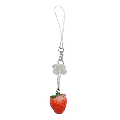 LLHCF Erdbeer-Schlüsselanhänger, Schleife, Handy-Charm, handgefertigt, Erdbeer-Handyanhänger, Schleife, Handy-Schmuck für Damen, Mädchen, Teenager, Erdbeer-Handyanhänger LLHCF Erdbeer-Schlüsselanhänger, Schleife, Handy-Charm, handgefertigt, Erdbeer-Handyanhänger, Schleife, Handy-Schmuck für Damen, Mädchen, Teenager, Erdbeer-Handyanhänger von LLHCF