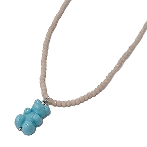LLHCF Halskette mit Bärenanhänger, Perlenketten, Dopamin-Bär-Anhänger, Choker, Harz, für Damen, Mädchen, Teenager, Choker, Einheitsgröße, Wie beschrieben, Wie beschrieben von LLHCF