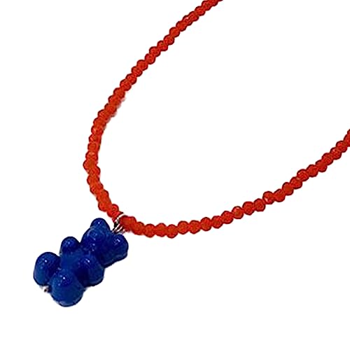 LLHCF Halskette mit Bärenanhänger, Perlenketten, Dopamin-Bär-Anhänger, Choker, Harz, für Damen, Mädchen, Teenager, Choker, Einheitsgröße, Wie beschrieben, Wie beschrieben von LLHCF