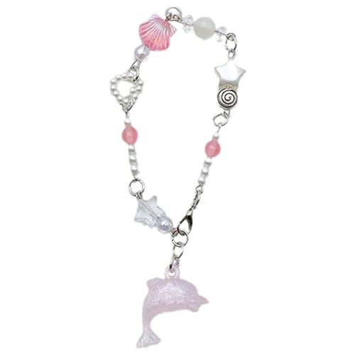 LLHCF Handgefertigter Delfin-Anhänger, Stern-Perlenarmband, verstellbare Kette, ästhetischer Schmuck, für Damen und Mädchen, Delfin-Anhänger von LLHCF