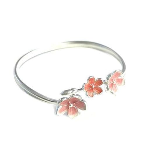 LLHCF Moderner Pfirsichblüten-Armreif, trendiger Schmuck, 10 g, leichtes Design mit verstellbarer Passform, für Damen, einzigartiges Blumendesign von LLHCF