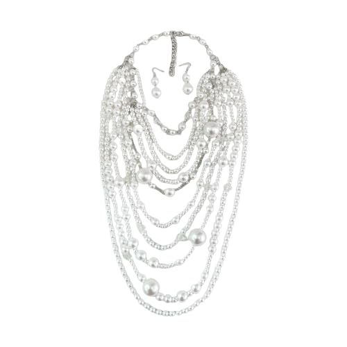 LLHCF Modernes Set aus Halskette und Ohrringen mit langen Perlen und aufwendigen Perlen-Designs für besondere Anlässe und tägliche Outfits von LLHCF