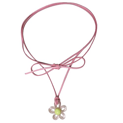 LLHCF Modische Pflaumenblüten-Halskette, bunter hohler Blumen-Anhänger, Choker-Schmuck, Damen-Acryl-Blumen-Anhänger, Halskette, Acrylblumen-Anhänger, Choker, Freundin, leichte Halskette von LLHCF