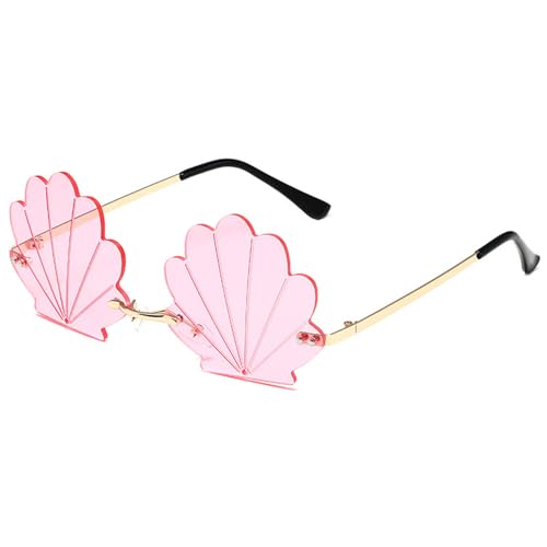 LLHCF Stilvolle randlose Muschel-Sonnenbrille für Jugendliche und Erwachsene, für Musik-Festivals und Partys, Gold Frame Powder Sl LLHCF Stilvolle randlose Muschel-Sonnenbrille für Jugendliche und Erwachsene, für Musik-Festivals und Partys, Gold Frame Powder Sl von LLHCF