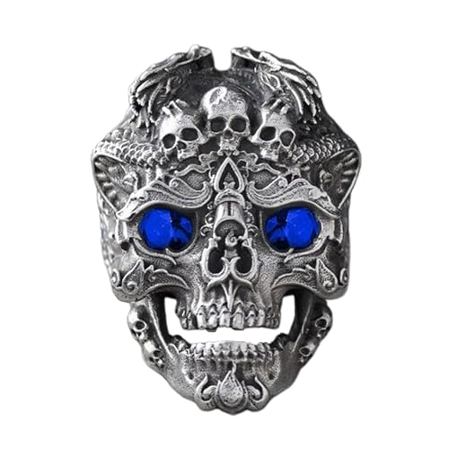 LLHCF Totenkopf-Ring, auffälliger Öffnungsring, verstellbare Ringe, Legierung, für Damen und Herren, Totenkopf-Fingerschmuck von LLHCF