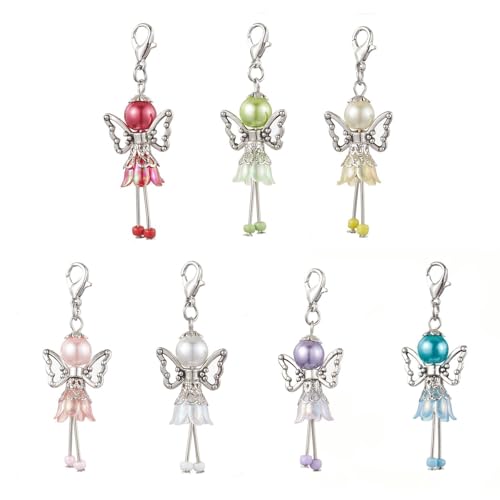 LLHCF Tragbarer Engelsflügel-Schlüsselanhänger mit Karabinerverschluss zur einfachen Befestigung an Taschen und Schlüsseln, individuelles Zubehör, 7 Stück von LLHCF