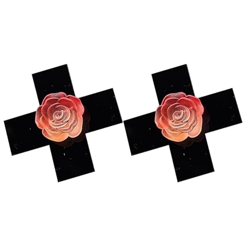 Seitenclip mit gekreuzten Rosen für Damen und Jugendliche, Kunstharz, Haarspangen, Seitenclip, 2000er-Jahre, süßes Haarform-Ornament von LLHCF