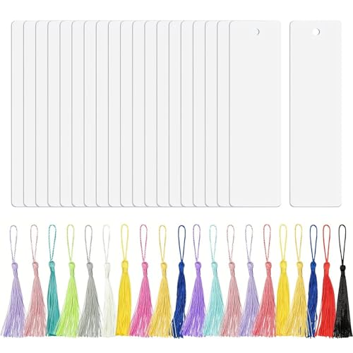 LLINthy 20 Sets Doppelseitige Lesezeichen Set Wärmeübertragungshesezeichen Mit Farbenfrohen Quastenpraktik von LLINthy