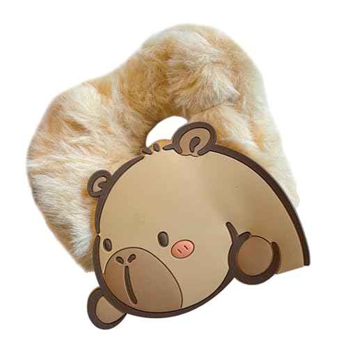 Cartoon Capybaras Pelzige Scrunchies Haarbiege Party Kopfstück Fun Hair Krawatte Für Musikfestivals Lustige Fotokabine Requisiten von LLINthy
