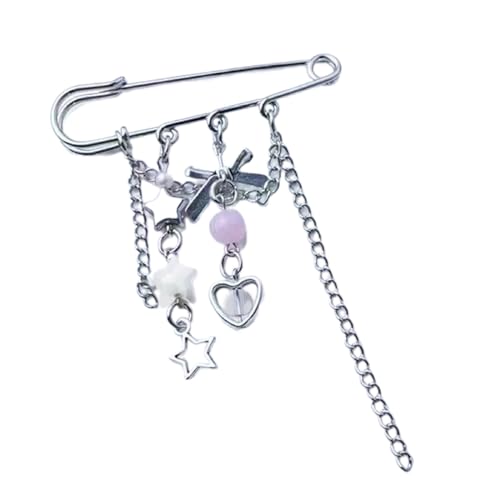 LLINthy Elegant Silber Brosche Accessoire Mode Schmetterling Anhänger Brosche Stecknadel Personalisierte Sternhart Bowknot Abzeichen Stecknadel Silber Schmetterling Klasze Kette Brosche Brosche von LLINthy