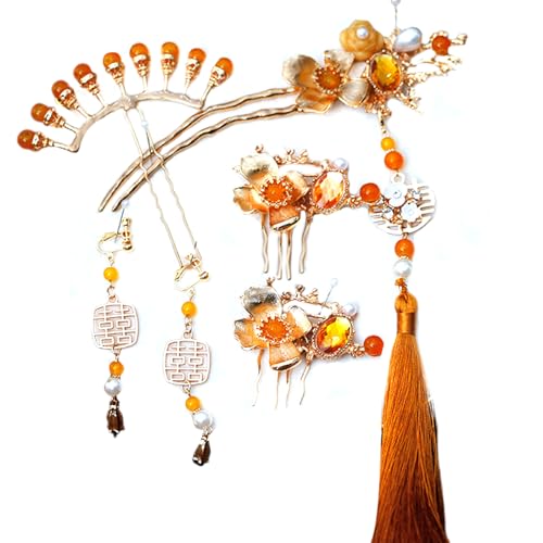 Elegantes Haarstock Set Mit Blumenmuster Und Quasten Chinesische Haarzubehör Haarnadel Mit Quasten Für Frauen Mädchen von LLINthy