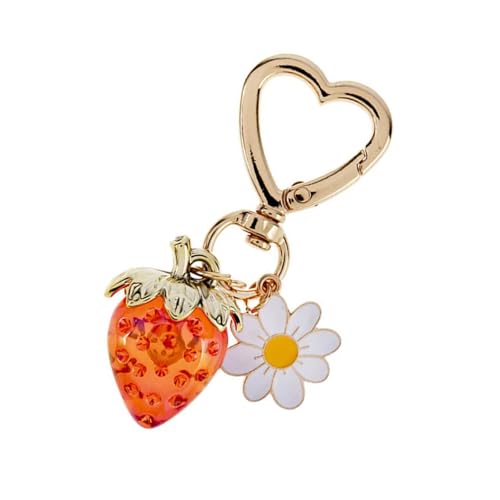 Erdbeerschlüsselkette Mit Blumenanhänger Stilvolle Frauen Geldbeutel Verzierung Leicht Zu Transportieren Die Schlüsseldekoration Für Den Täglichen Gebrauch Herz von LLINthy