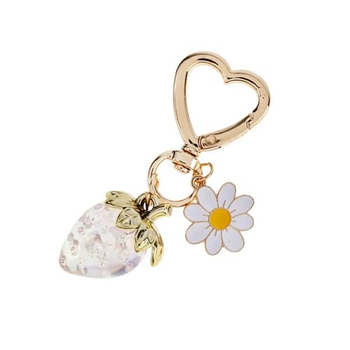 Erdbeerschlüsselkette Mit Blumenanhänger Stilvolle Frauen Geldbeutel Verzierung Leicht Zu Transportieren Die Schlüsseldekoration Für Den Täglichen Gebrauch Herz von LLINthy