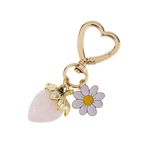 Erdbeerschlüsselkette Mit Blumenanhänger Stilvolle Frauen Geldbeutel Verzierung Leicht Zu Transportieren Die Schlüsseldekoration Für Den Täglichen Gebrauch Herz von LLINthy