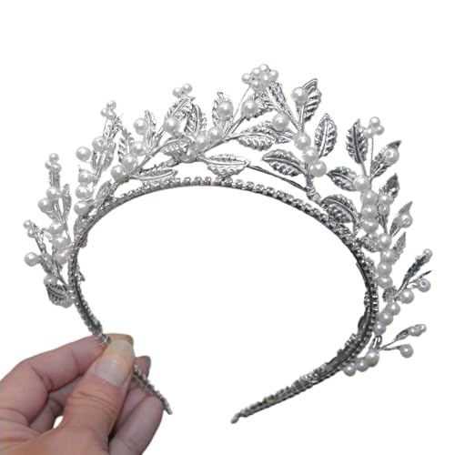 Exquisite Silberne Brauthaarstücke Mit Künstlichen Perlenblättern Strasshaarzubehör Für Elegantes Hochzeits Look Silber Haarstück von LLINthy
