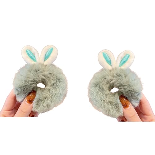 Flauschige Verrücktheiten Kaninchenohren Plüsch Haarkrawatte Cartoon Pelzige Pferdeschwanzhalter Elastischer Haltbarer Hasen Haare Scrunchies von LLINthy