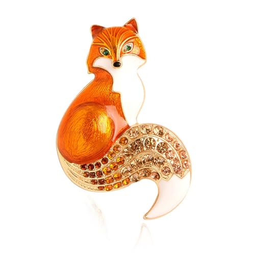 LLINthy Foxes Brosche Strasssteine ​​Charm Pin Animal Badge Schmuck Rucksack Dekoration Modeaccessoires Für Jackets Kleidung Modeaccessoires von LLINthy