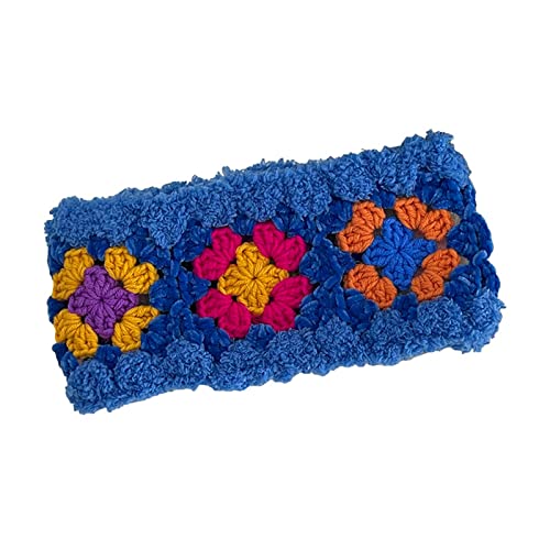 Frauen Farbenfrohe Häkelstirnband Strickkopf Kerchief Süßes Muster Turban Binde Binde Pastoral Head Wrap Schönes Haar Kerchiefief von LLINthy