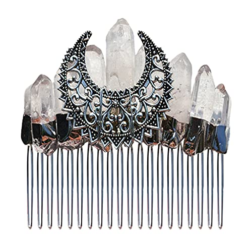 Für Rohe Kristall Gothic Queen Crown Hair Combs Clip Vintage Metal Hair Hoop Wunderschöne Halloween Kostüm Haar Accesso von LLINthy