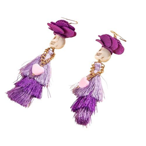 Gothic Punk Halloweens Skelett Dangle Ohrringe Quasten Fringe Schmuck Für Frauen Party Accessoires Langes Quasten Ohrschmuck von LLINthy